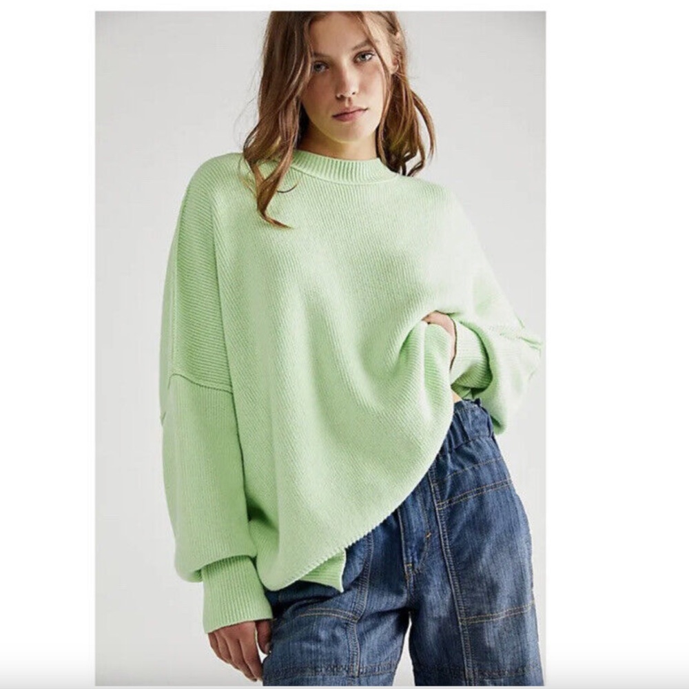 Free People Easy Street Tunic Light Green  Sweater